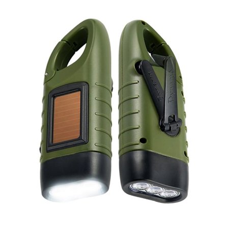 Solcelled Håndsvinget Lommelygte Genopladelig Nød LED Lys Lampe Overlevelseslommelygte til Udendørs Camping Bjergbestigning