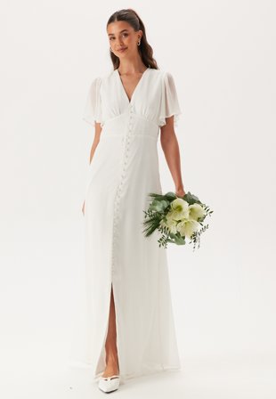 Bubbleroom Occasion Butterfly Sleeve Button wedding gown Klær