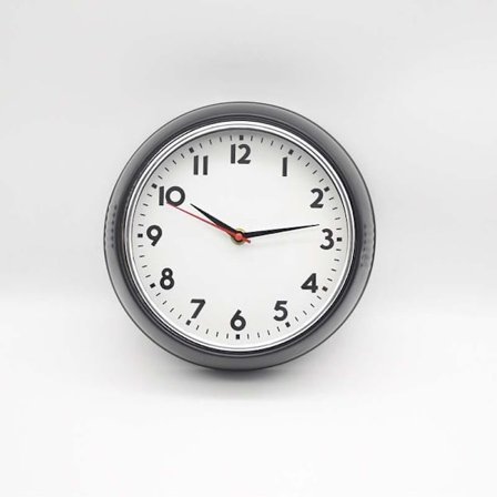 10-tums svart minimalistisk väggklocka med aluminiumurtavla, trendig hemmabruk, tyst klocka.