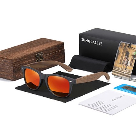 GM Brand Valnöt Trä Polariserade Herrsolglasögon Fyrkantig Ram Solglasögon Dam Solglasögon Herr Oculos de sol Masculino S7061h