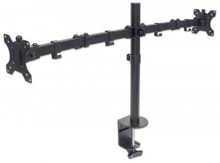 Manhattan MH LCD Monitor Pole, For Two Monitors, Double-Link Swing Arm