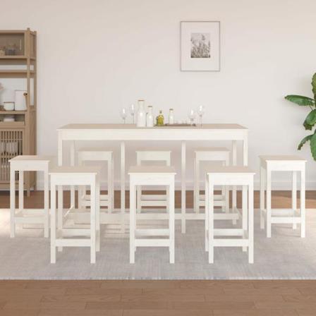 Vidaxl Barmöbler 9 Delar Massiv Furu Vit