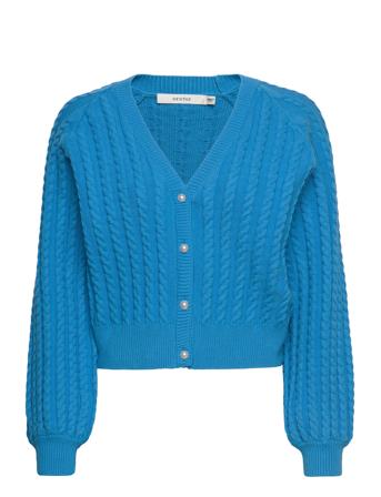 Lexigz V-Cardigan Strikkegenser Cardigan Blå Gestuz*Betinget Tilbud