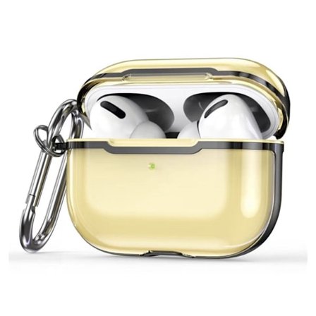 AirPods Pro 2 genomskinligt fodral med karbinhake - Transparent Guld / Svart