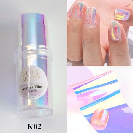 Nageldekorationer för Nail Art Aurora Paper Ins Magic Color Flaska Glaspapper Buttled Aurora paper-C02
