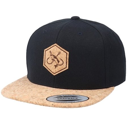 Skillfish - Schwarz snapback Cap - Fishing Hooks Patch Black/Cork Snapback @ Hatstore