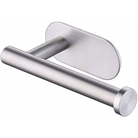 Køkkenrulleholder i rustfrit stål 304, ikke-perforeret rulle, ikke-mærkende papirrørholder, lodret, enkel, til badeværelse, sølv