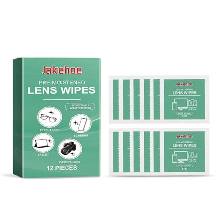 Förfuktade rengöringsservetter för glasögon och skärmar, individuellt förpackade för användning på språng