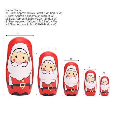 5 stk. Julehåndmalede søde træ Matryoshka dukker russiske nesting dukker sæt hjem dekoration (lille julemand)