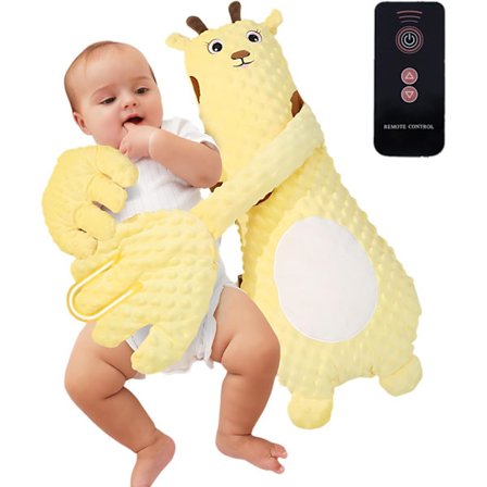 Lugnande docka för bebisar, automatisk klappning för att förhindra ryckningar, sömnfrämjande leksaker, 3 justerbara lägen (giraff)