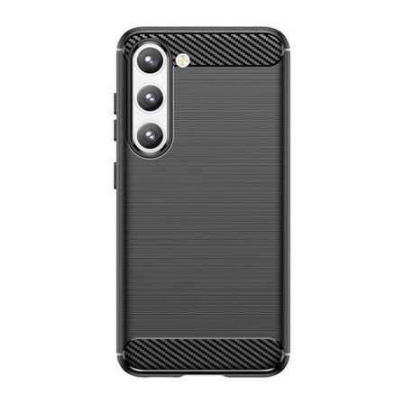 Carbon Case-etui for Samsung Galaxy S23+ fleksibelt karbondeksel i silikon, svart