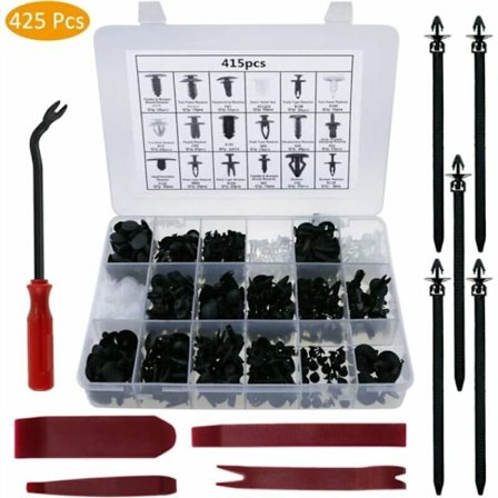 425 stk. Plastiknitter Clips Universal Sorte Nylon Nitter Clips, Plastiknitter Universal Beskyttelses Fastener til Auto Biler, med Fjernelsestang og I