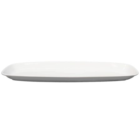 Pitkä suorakulmainen posliinilautanen - pyöristetyt reunat - 2 pakettia
