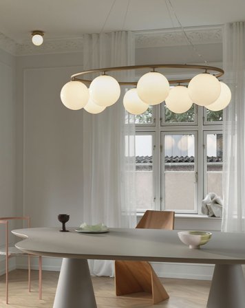 Miira 8 oval taklampe - nordic gold/opal