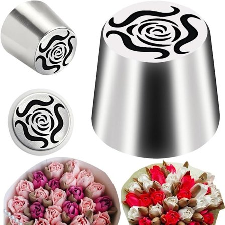 Russiske tyller, store sprøjtetylle i rustfrit stål til blomster, russiske tyller til kagedekoration 1 stk, LBN05