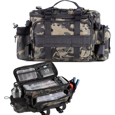 Fiskeredskapsveske, Multifunksjonell Fiskeveske, Fiskevesker med Stor Kapasitet, Utendørs Fisketilbehørssett med Justerbare Stropper for Utendørs 