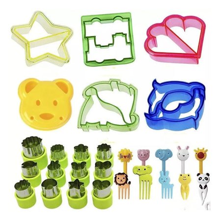 28-delt bageværktøj - sandwichforme, grøntsags- og frugtskåle, kageforme - fremstillet af slidstærkt PS-materiale