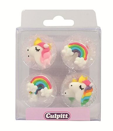 CACAS Kakepynt Enhjørning og Regnbuer 12stk