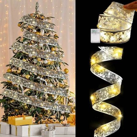 LED-band julbelysning, 5M/16,4ft 50 LED-lampor ljusa band ljusslingor batteridriven LED julgran band för bröllopsfest inomhus Christ