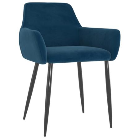 Vidaxl Matstolar 2 St Blå Sammet Blå