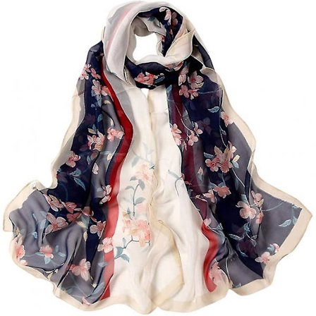 Satin Scarf Halsduk 160 * 50cm Kvinnor Blommigt Tryck Lång Mjuk Wrap Scarf Simulering