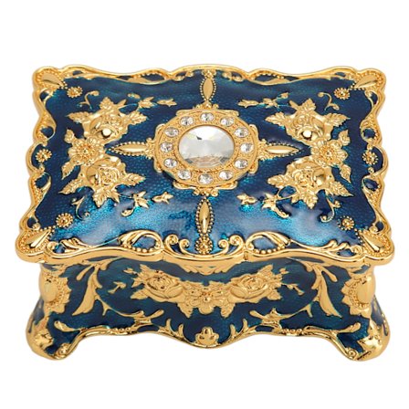 Vintage-korurasia Mini Eurooppalainen tyyli Antiikki korurasia Metalli Emali Sormus Kaulakoru Korvakoru Järjestäjä Kulta Sininen