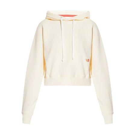 Victoria Beckham Cropped hoodie with logo , Beige , Dames , Maat: S