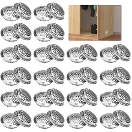 30 kpl Ilmastointiaukko Ruostumaton teräs Tuuletusritilä Pyöreä Ilmastointiritilä