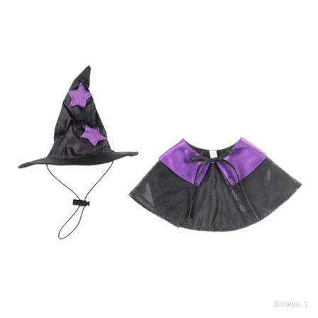 Hund Katt Cape Hatt Halloween Kostym Husdjur Cape Cosplay Kattunge Fancy Semester Kostym Dekoration Tillbehör S