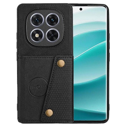 Til Xiaomi Redmi Note 14 Pro 5G Etui Kortpladser Støtteben Læder TPU Telefon Cover - Grå