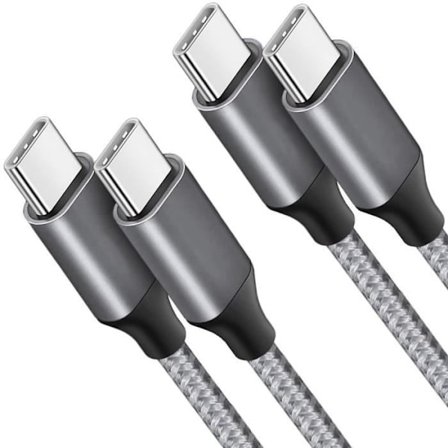 2x USB-C till USB-C Snabbladdningskabel 3A för Samsung S25 S24 S22 S23 Ultra S22 Plus S21 S21 Ultra S20 FE - Förstärkt Nylon Grå 1M
