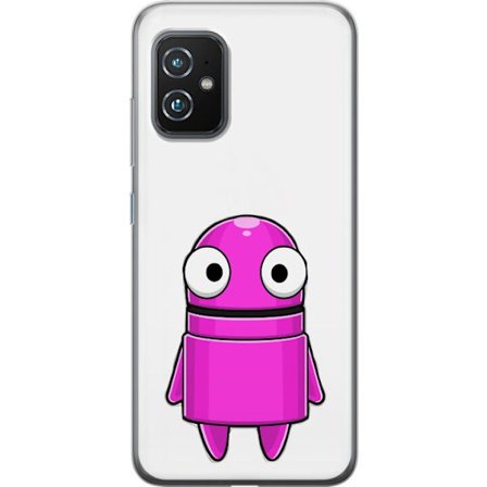 Yhteensopiva Puhelinkuori Asus Asus Zenfone 8 Roosa piirretty hahmo, jossa pyöreä muoto ja suuret silmät tummalla taustalla