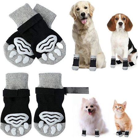 Vinterkampanje, sklisikre hundesokker med klobeskyttelse for hunder, hundesokker, trekkontroll, innendørs klær, egnet for små til ekstra store hunder