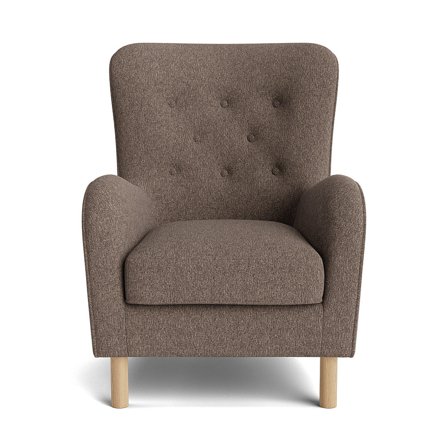Vitra Sessel in Hygge Braun, skandinavischer Stil mit eleganter Knopfheftung, bequemer Polstersessel für Wohnzimmer, Breite 100cm.