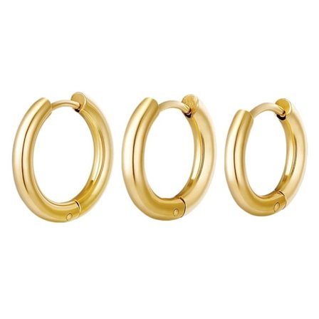 3st Creoler Simple Hoops Örhängen i Rostfritt Stål Guld