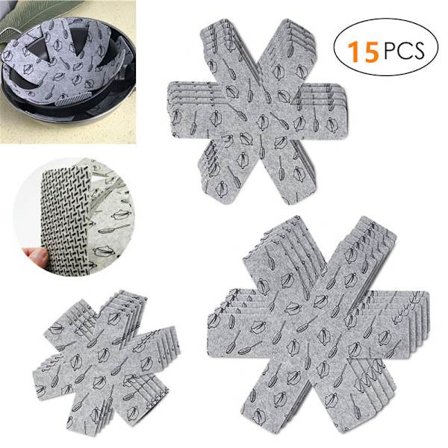 15 stk. gryde- og pandebeskyttere, gryde- og pandebeskyttere, køkkengrej, grydedeler, beskyttelsespude, skridsikre grydeseparatorer