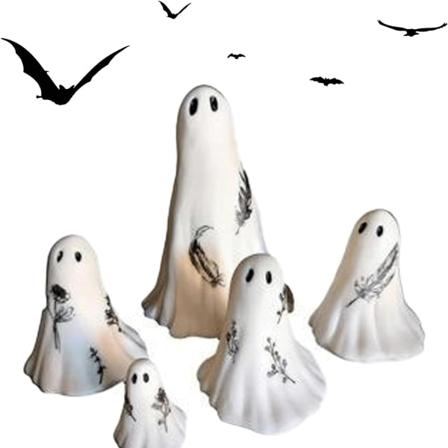 Pcs hvite harpiks skumle figurer, søte håndmalte spøkelsesfigurer, skumle Halloween-statuer for hjemsøkt hus, skrekkfest, kontor, hjemmedekor