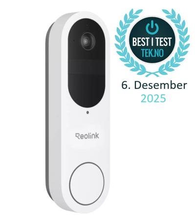 Reolink smart ringeklokke med kamera hvit, batteridrevet, 4MP oppløsning, persondeteksjon