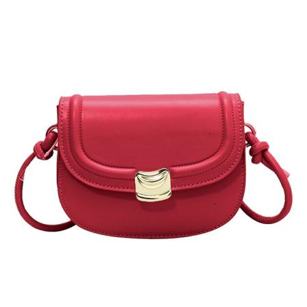 Axelväska Mini Pu Clutch Väska Dam Mode Handväska Solid Color Sadelväska Plånbok red