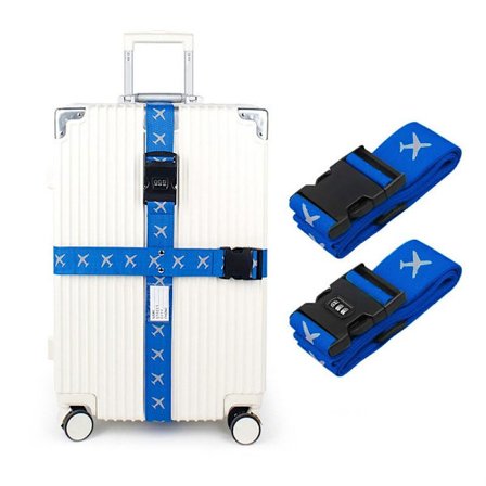 2-pak reflekterende bagagerem med cifferlås – bagagebånd og bagagebælte til kuffert