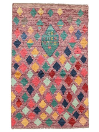 Hand Knotted Moroccan Berber - Afghanistan 83X134 Wool Rug Dark Red/Red Small