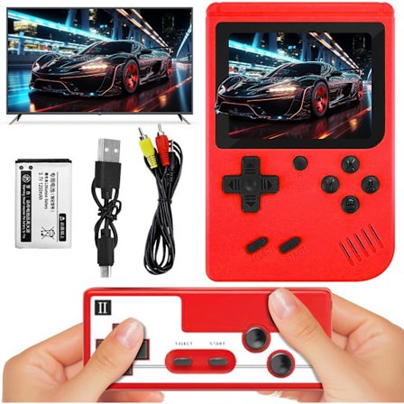Retro Spelkonsol, Portabel Handhållen Spelenhet med 400+ Klassiska Spel, 3-tums Skärm & TV-Utgång för 2-Spelarläge – 1020mAh Uppladdningsbar