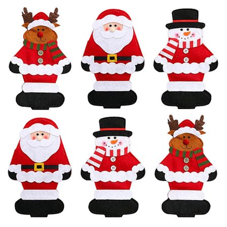 6 stk. Julebestik Etui Julebestik Taske Julemand Udsøgt Jule Service Bestik Etui Julebordsdekoration til Jul De