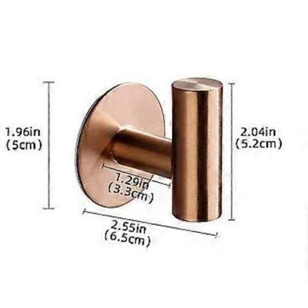 /EA/Handdukshängare Självhäftande Rund - 2 Krokar - 5×6,5×5,2 cm - Rostfritt Stål - Rund Handdukshängare - Roséguld