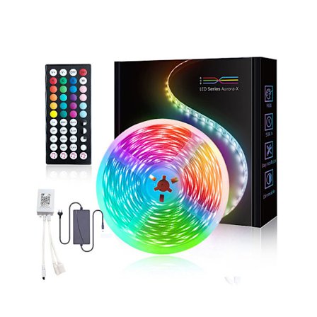 100 jalan LED-nauha makuuhuoneeseen, musiikin tahtiin syttyvät RGB-väriä vaihtavat valot sovelluksella ja 44 näppäimen kaukosäätimellä, täydellinen