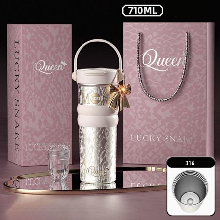 Premium Keramisk Foret Isolert Krus – 710ml Stilig Håndholdt Kaffekrus med Sugerør og Te-infuser