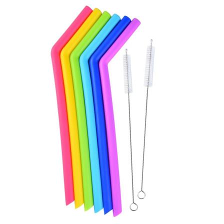 Sugrör I Silikon Silikonsugrör 12-pack + 2st Rengöringsborstar Multifärg