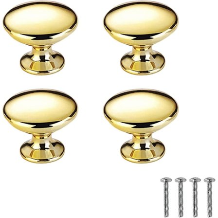 4 stk Runde Skabsknapper Guld Skuffe Knapper Dør Køkkenhåndtag Skabsknapper