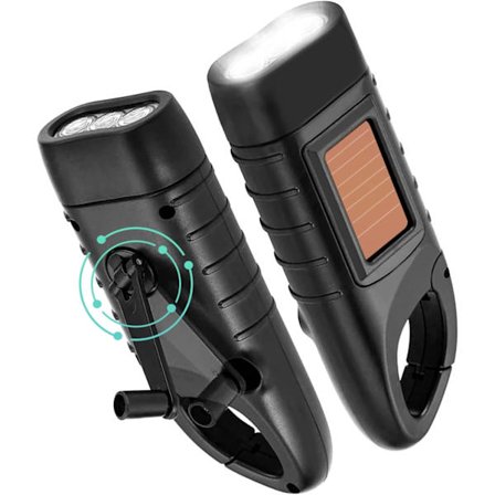 Crank Torch 2 stk. Solar Crank Torch Genopladelig LED Generator Torch med håndsving Nødvendig Crank Lys