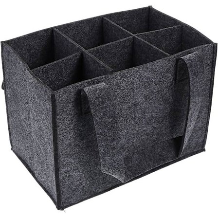 6-flasks Vinlåda Vattenflaskehållare Vinförvaringsväska Flaskkorg Flaskväska 6 flaskor Farsdagspresenter med Avdelare Filt Isolerad Flaska